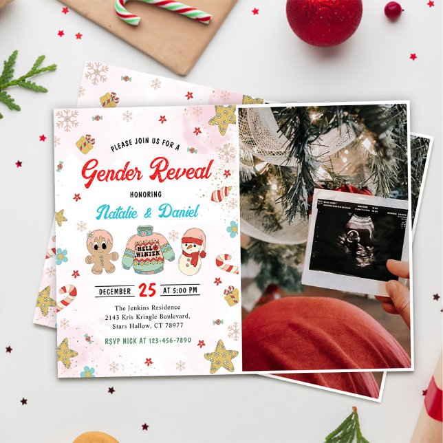 Christmas Gender Reveal Baby Shower Photo Invitation (Creator Uploaded)