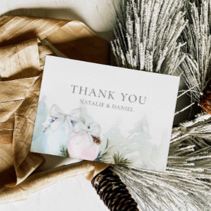 Christmas Gender Reveal Baby Shower Thank You Card