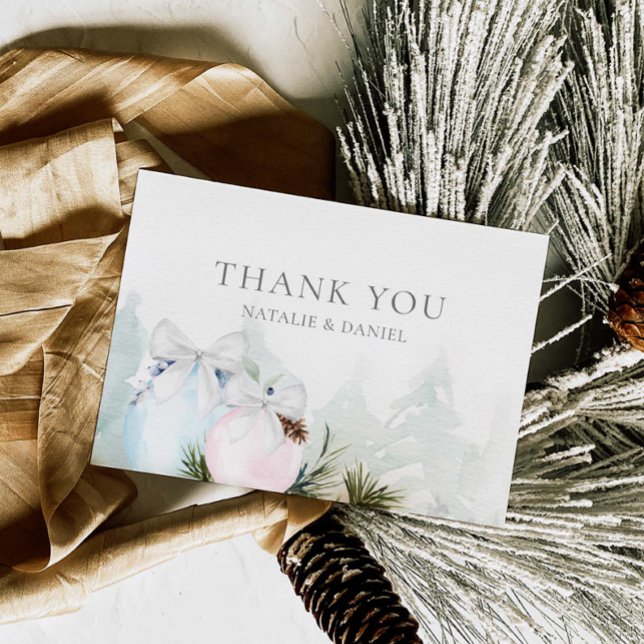 Christmas Gender Reveal Baby Shower Thank You Card (Christmas Gender Reveal Thank you card)