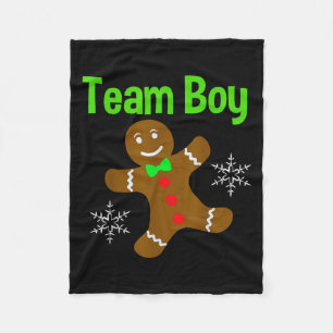 Christmas Gender Reveal Gingerbread Cookie Team Bo Fleece Blanket