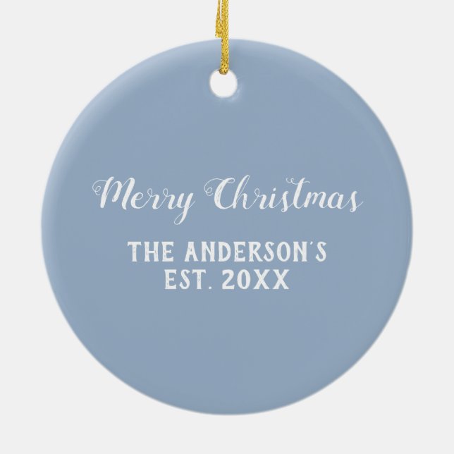 Christmas Geometric Slate Blue Grey Ceramic Tree Decoration (Back)