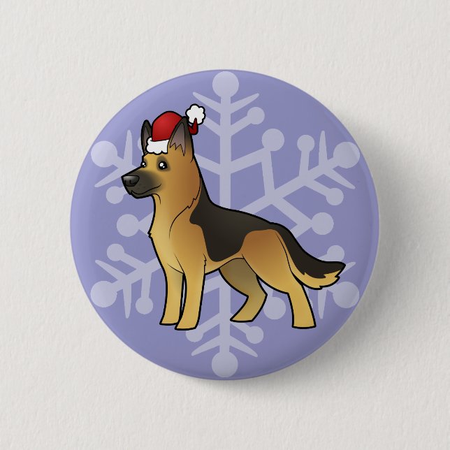 Christmas German Shepherd 6 Cm Round Badge (Front)