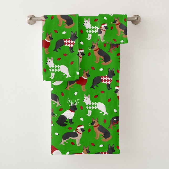Christmas German Shepherd Bath Towel Set (Insitu)