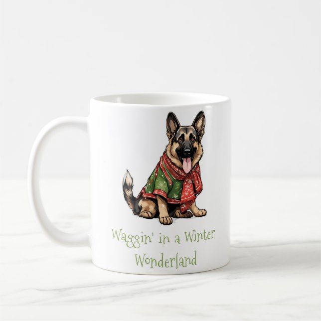 Christmas German Shepherd  Coffee Mug (Left)