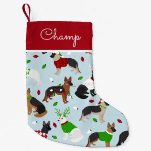 Christmas German Shepherd Custom Name Small Christmas Stocking