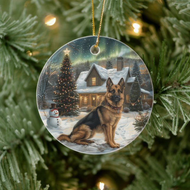 Christmas German Shepherd Dog Ceramic Tree Decoration (Tree)
