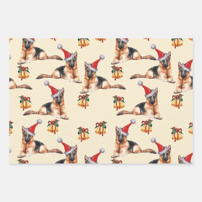 Christmas German Shepherd Dog Gift, Dog Owner Gift Wrapping Paper Sheet (Front)
