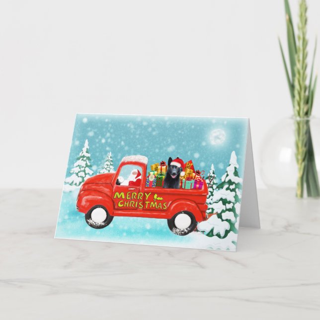 Christmas German Shepherd Dog gifts delivery truck Card (Front)