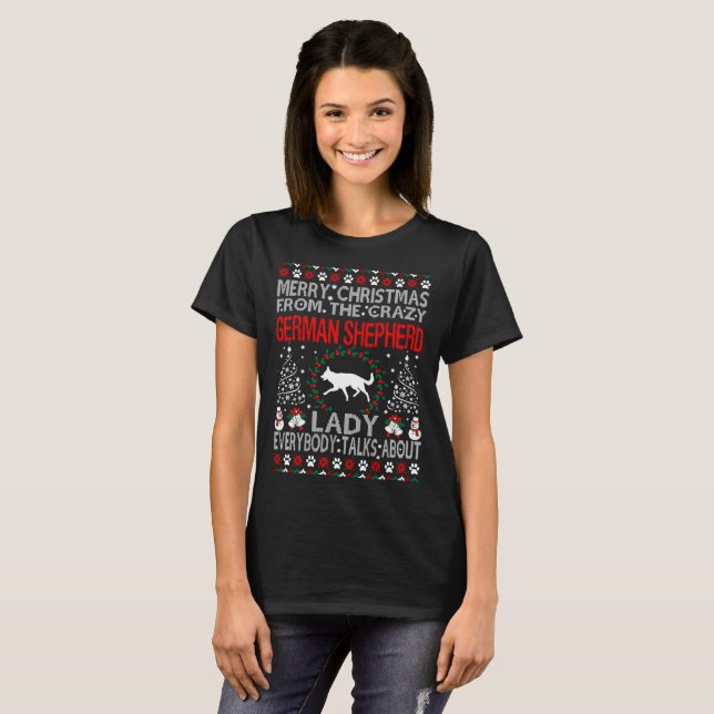 Christmas German Shepherd Dog Lady Ugly Sweater (Front Full)