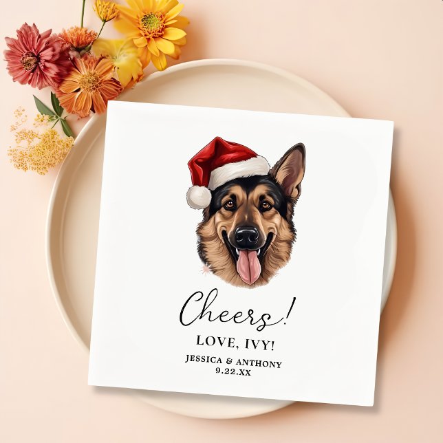 Christmas German Shepherd Dog Personalised Cheers Napkin (Creator Uploaded)