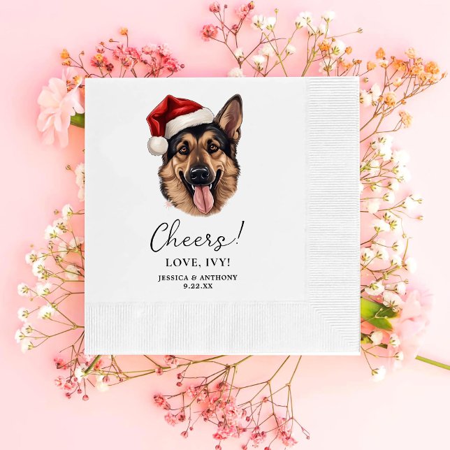 Christmas German Shepherd Dog Personalised Cheers Napkin (Creator Uploaded)