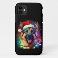 Christmas German Shepherd Dog with Santa Hat