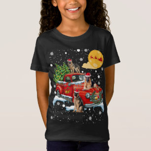 Christmas German Shepherd Dog With Vintage Red Tru T-Shirt