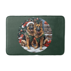 Christmas German Shepherd Dogs Bath Mat