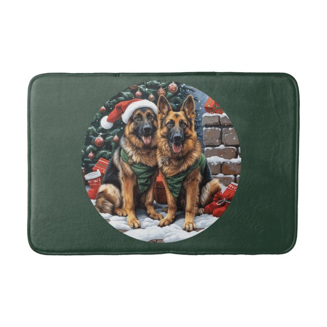 Christmas German Shepherd Dogs Bath Mat (Front)