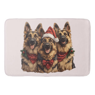 Christmas German Shepherd Dogs Bath Mat