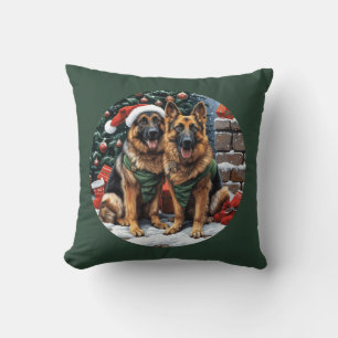 Christmas German Shepherd Dogs Cushion