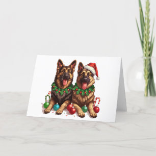 Christmas German Shepherd Dogs Holiday Card