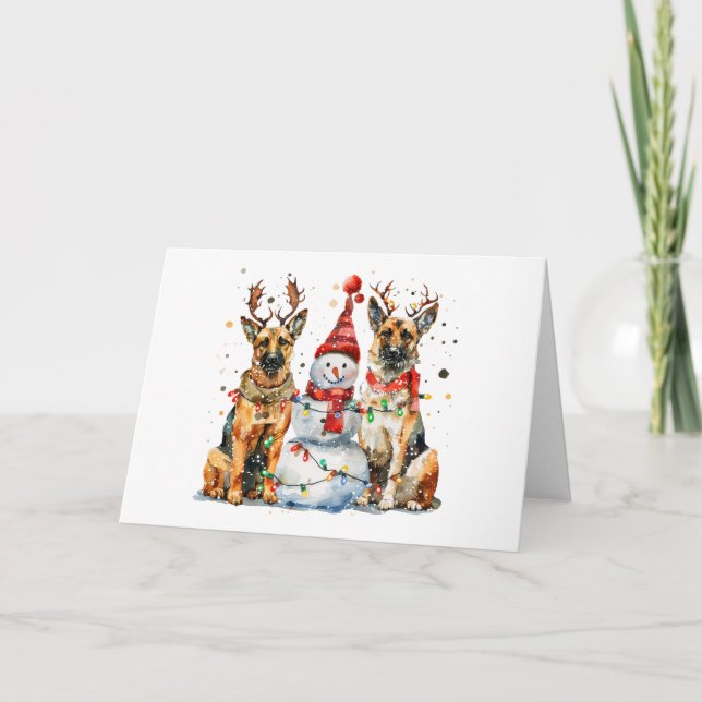 Christmas German Shepherd Dogs Holiday Card (Front)