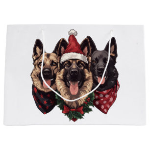 Christmas German Shepherd Dogs Large Gift Bag
