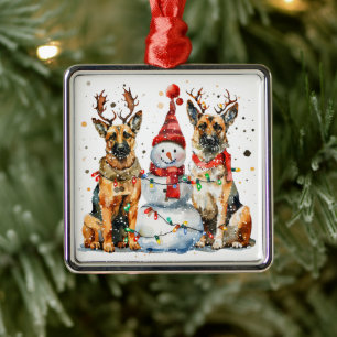 Christmas German Shepherd Dogs Metal Tree Decoration