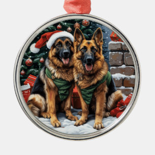 Christmas German Shepherd Dogs Metal Tree Decoration