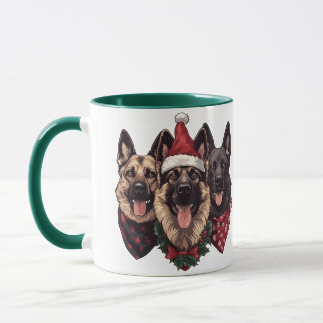 Christmas German Shepherd Dogs Mug (Left)