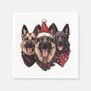 Christmas German Shepherd Dogs Napkin