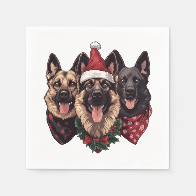 Christmas German Shepherd Dogs Napkin (Front)