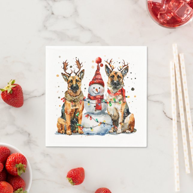 Christmas German Shepherd Dogs Napkin (Insitu)