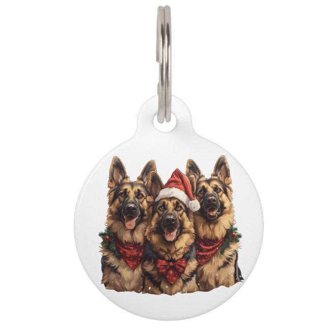 Christmas German Shepherd Dogs Pet Tag (Front)