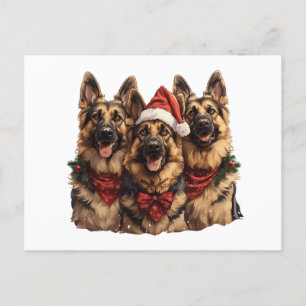 Christmas German Shepherd Dogs Postcard