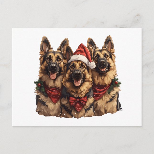 Christmas German Shepherd Dogs Postcard (Front)