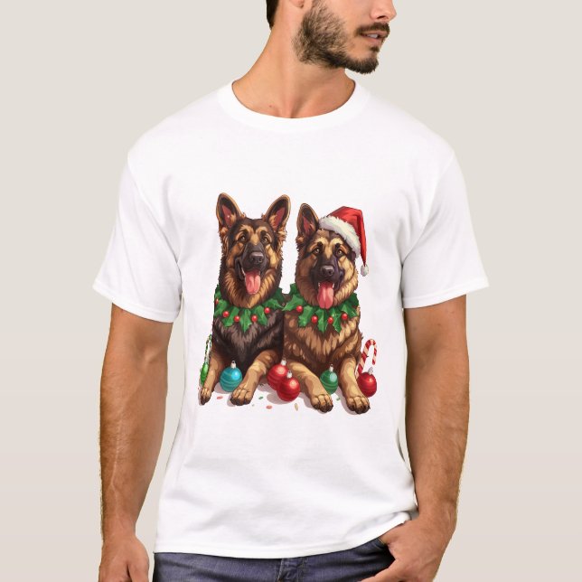 Christmas German Shepherd Dogs T-Shirt (Front)