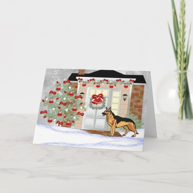 Christmas German Shepherd Holiday Card (Front)