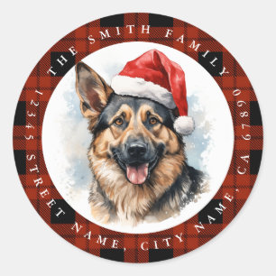 Christmas German Shepherd Round Stickers