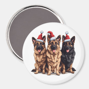 Christmas German Shepherd Santa Dogs Magnet