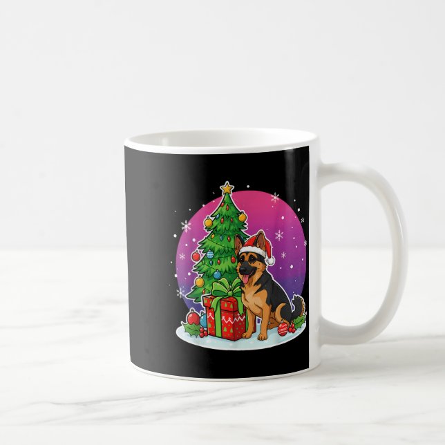 Christmas German Shepherd Santa Hat Xmas Men Women Coffee Mug (Right)