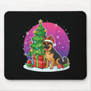 Christmas German Shepherd Santa Hat Xmas Men Women Mouse Pad