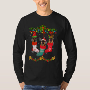 Christmas German Shepherd Sock Xmas Reindeer Santa T-Shirt