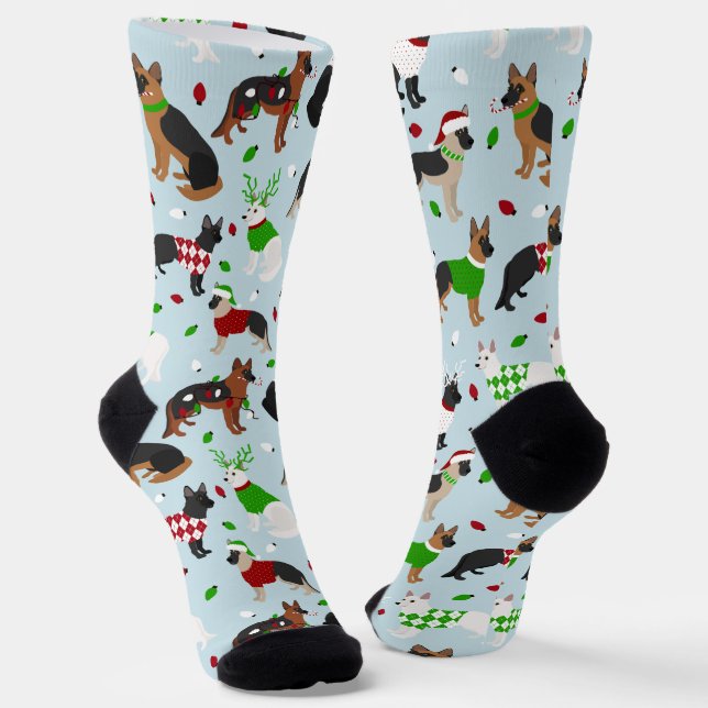 Christmas German Shepherd Socks (Angled)