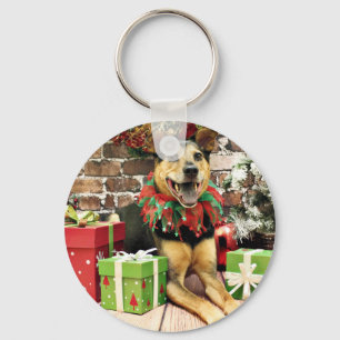 Christmas - German Shepherd X - Bailey Key Ring