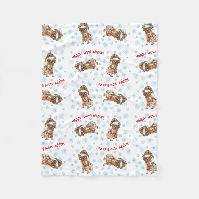 Christmas German Shorthaired Pointer Fleece Blanket (Front)