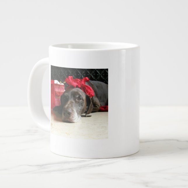 Christmas german shorthaired pointer large coffee mug (Front Left)