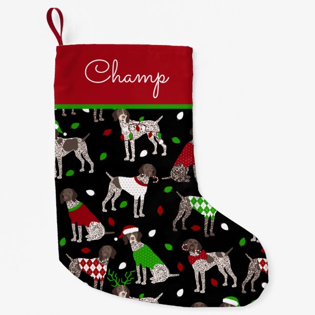 Christmas German Shorthaired Pointer Small Christmas Stocking (Front)