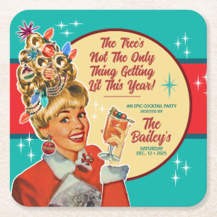 Christmas Getting Lit This Year Cocktail Square Paper Coaster