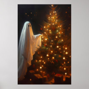 Christmas Ghost Art Print Spooky Victorian Holiday