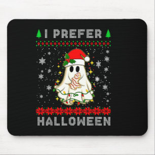 Christmas Ghost I Prefer Halloween Ugly Xmas Men W Mouse Pad