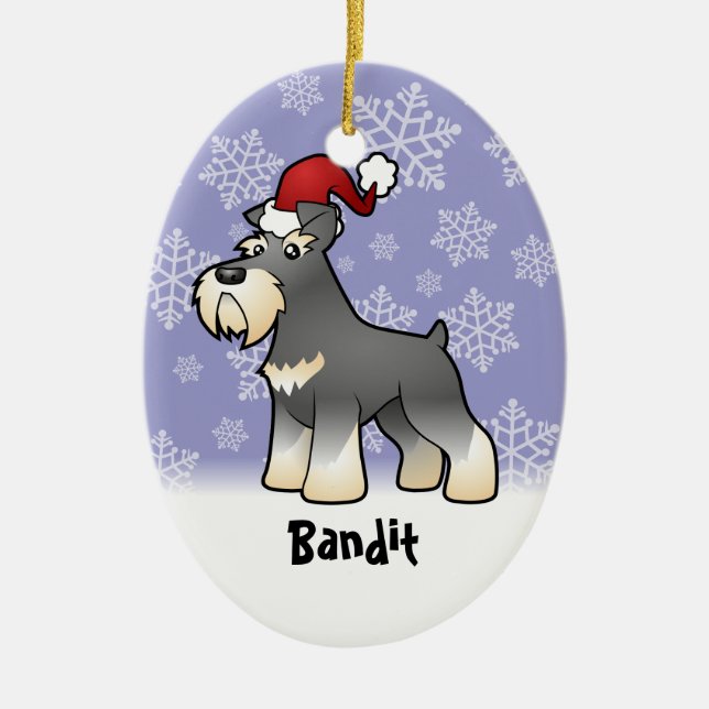 Christmas Giant/Standard/Miniature Schnauzer Ceramic Tree Decoration (Front)