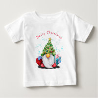Christmas Gift Baby T-Shirt Happy Gnome with Gifts